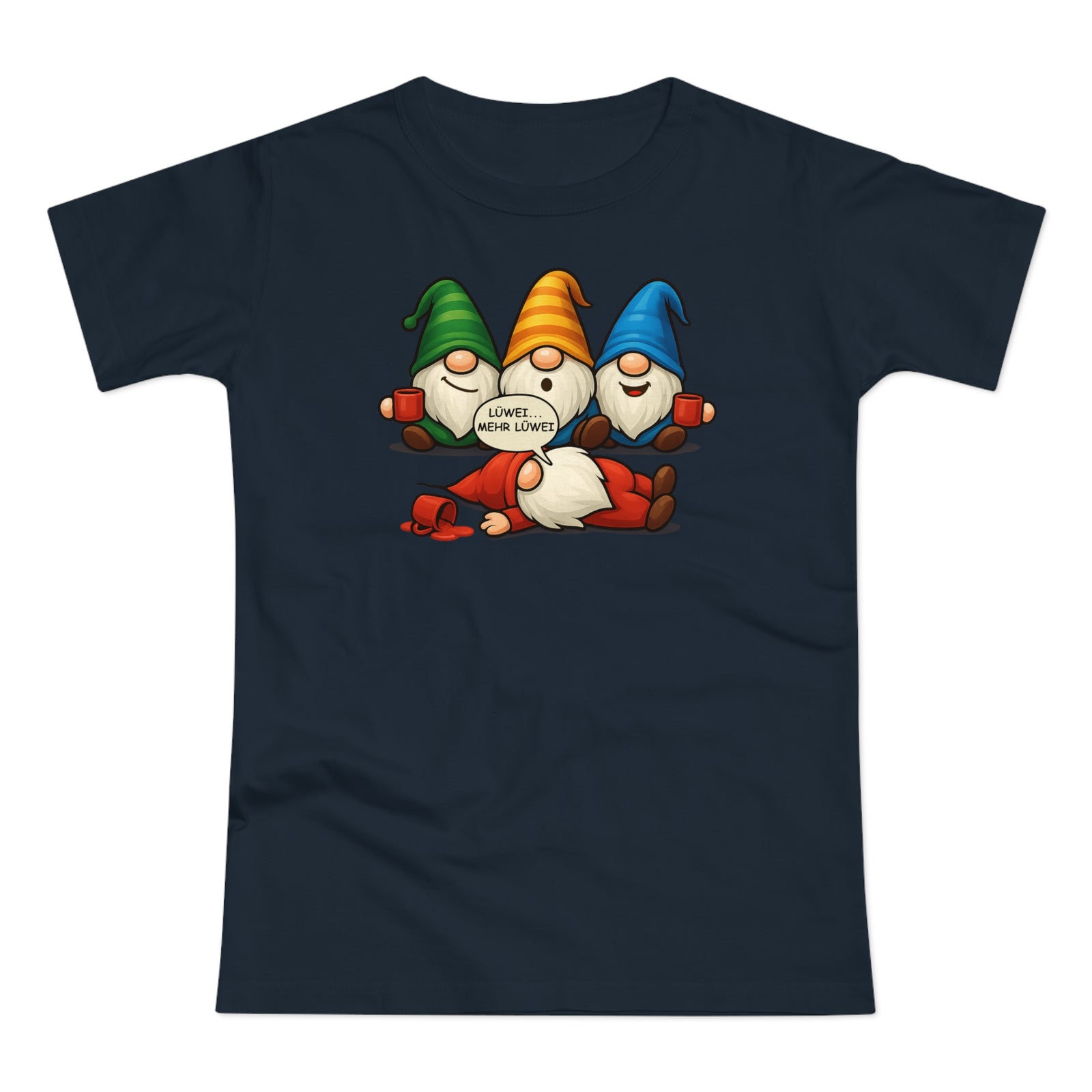 Lustige Glühwein Wichtel – Mehr Lüwei – Betrunkene Weihnachtsgnome Frauen Shirt