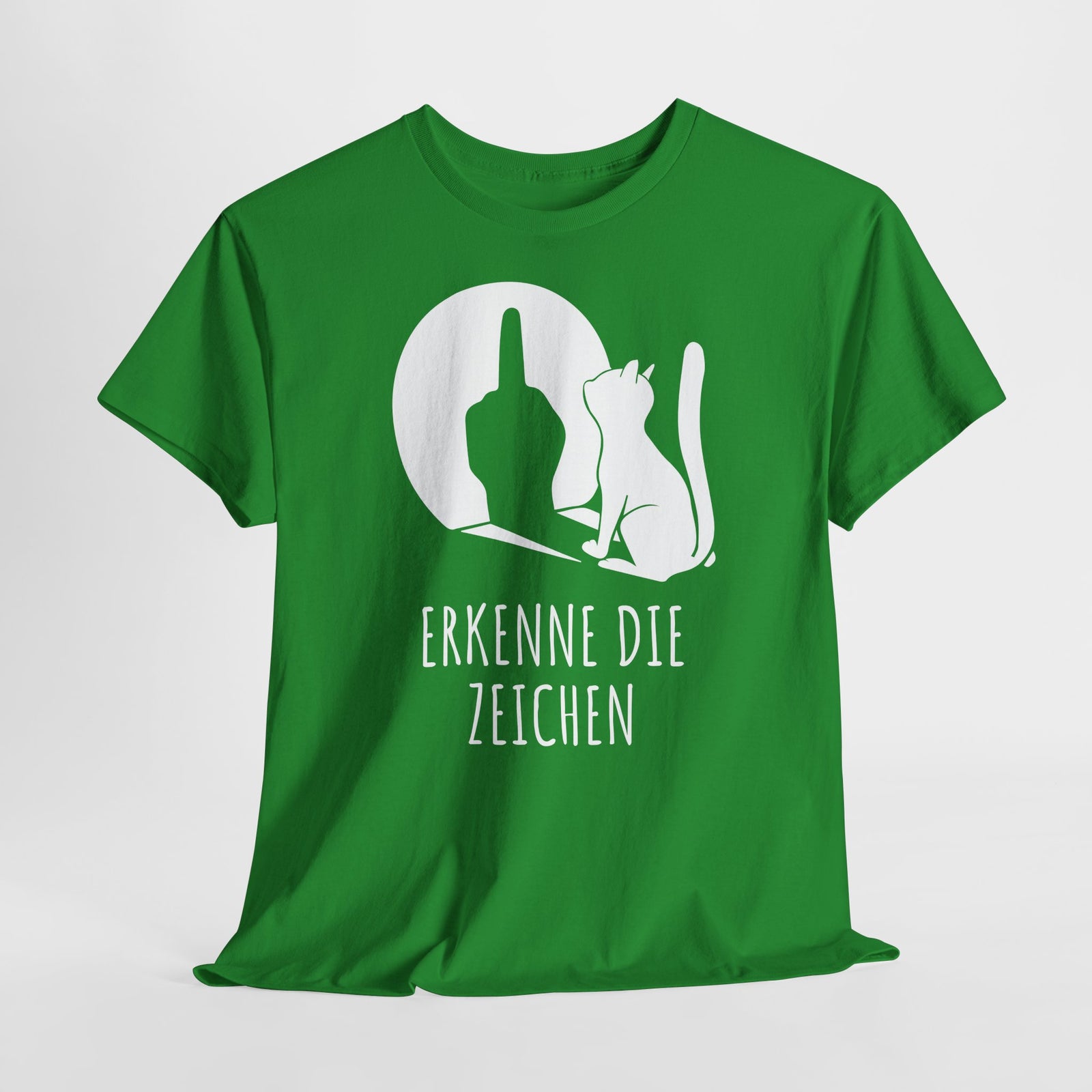 Lustige Katze Schatten Schattenspiel Mittelfinger Erkenne die Zeichen T-Shirt