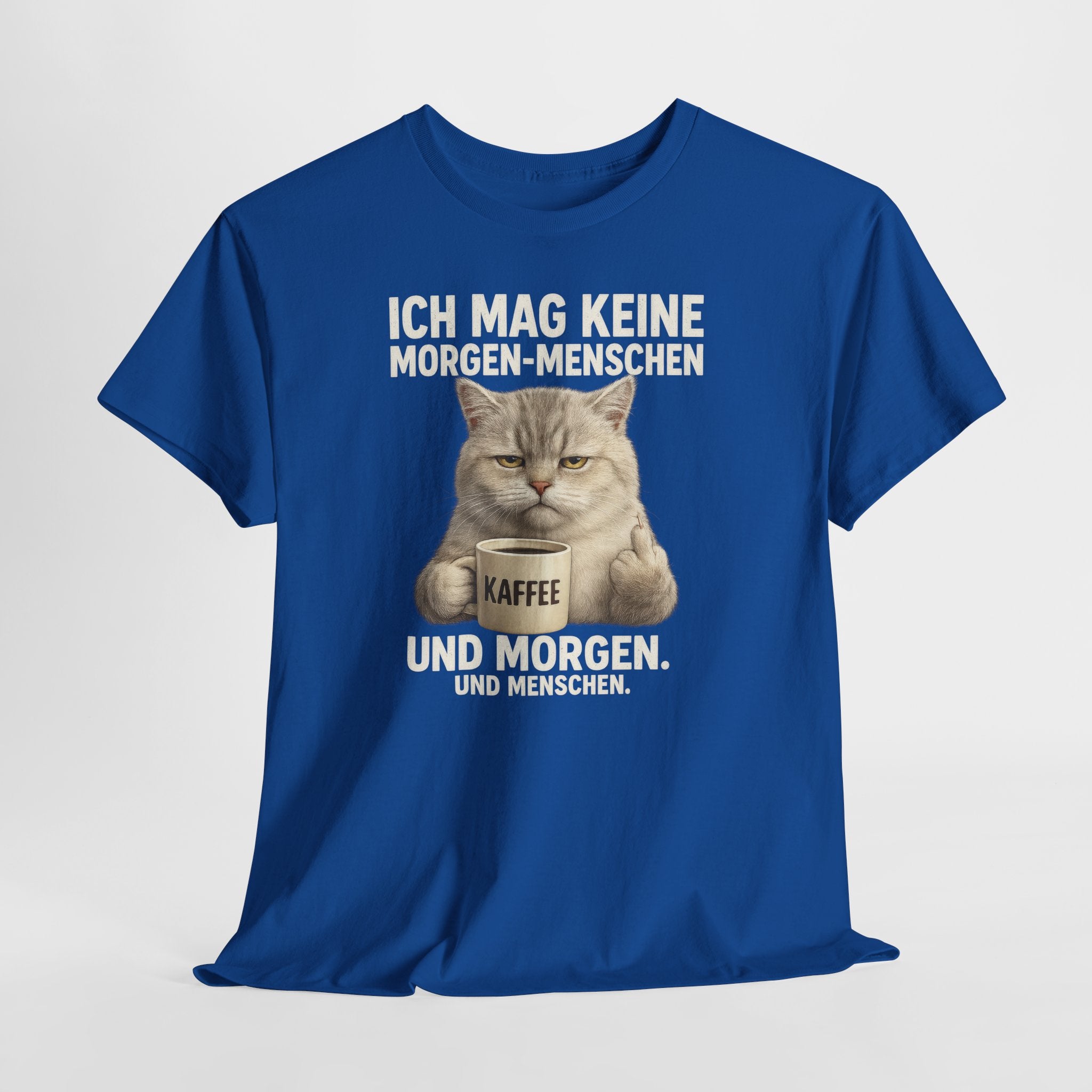 Mürrische Katze und Mittelfinger Morgenhasser – Lustiges Kaffee Shirt für Morgenmuffel