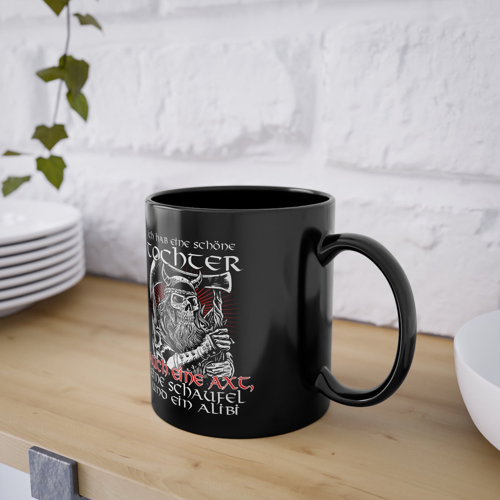 Vatertag Wikinger Vater habe Tochter Axt und Alibi Lustiges - Geschenk Kaffee Tasse