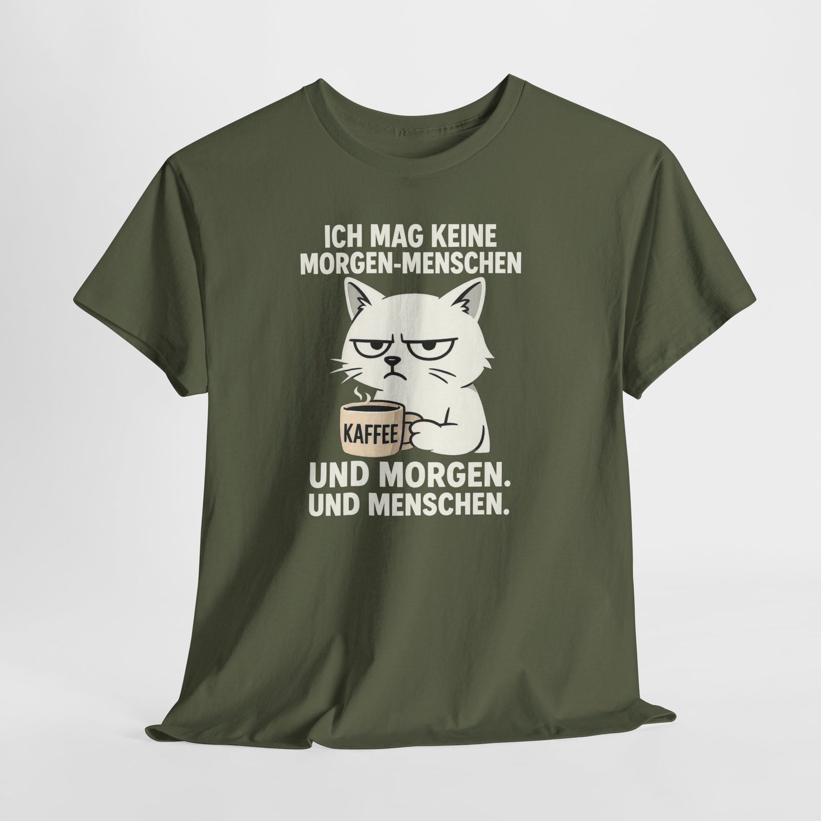 Mürrische Comic Katze und Morgenhasser – Lustiges Kaffee Shirt für Morgenmuffel