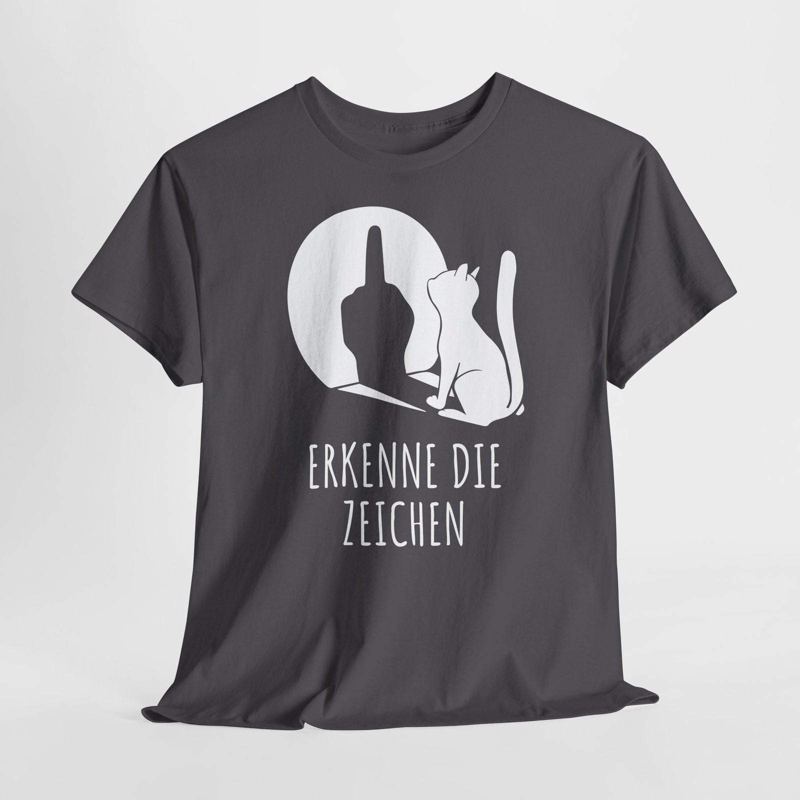 Lustige Katze Schatten Schattenspiel Mittelfinger Erkenne die Zeichen T-Shirt