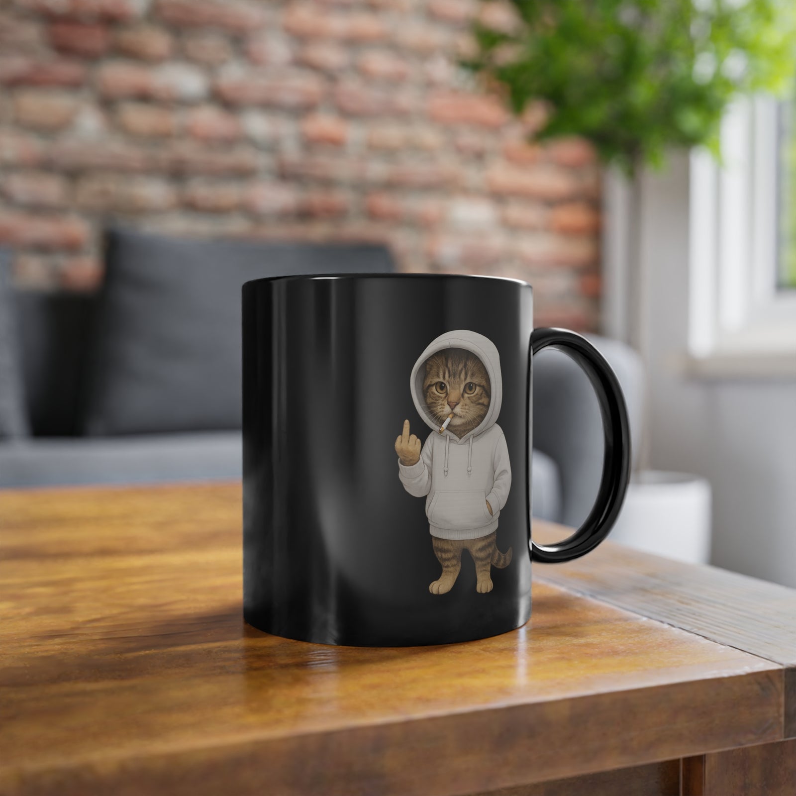 Lustiges Kätzchen mit Mittelfinger - Lustige Kaffee Tasse