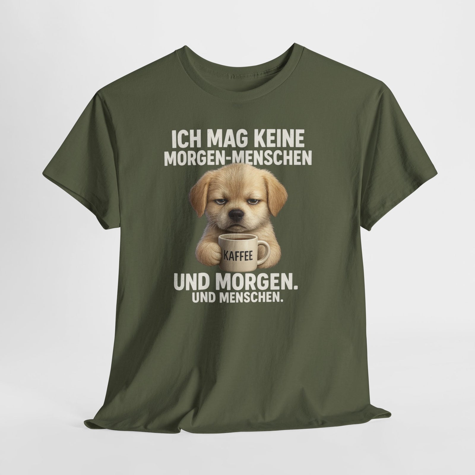 Mürrischer Hundewelpe und Morgenhasser – Lustiges Kaffee Shirt für Morgenmuffel