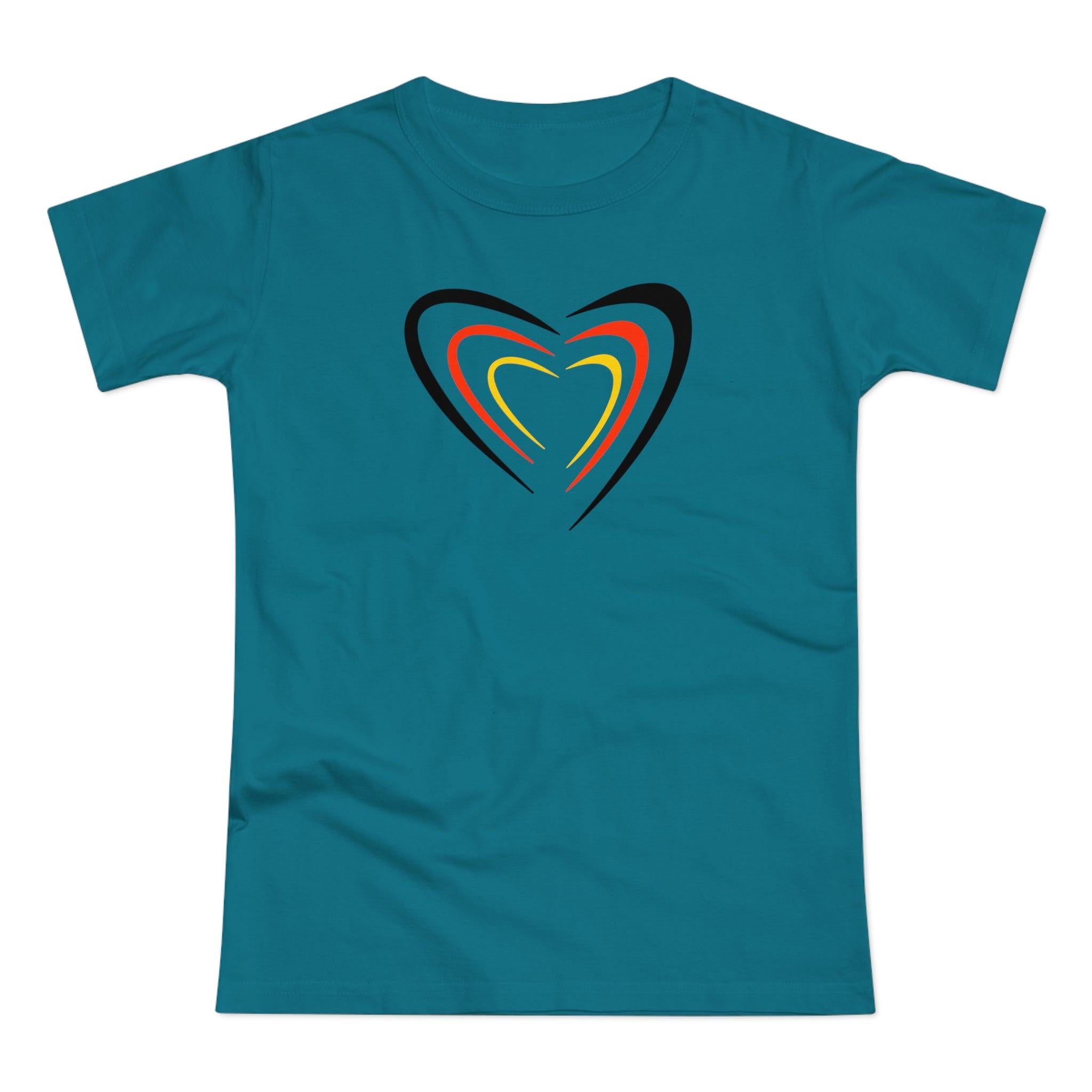 Football EM 2024 German Flag Heart Germany Football Women's T-Shirt