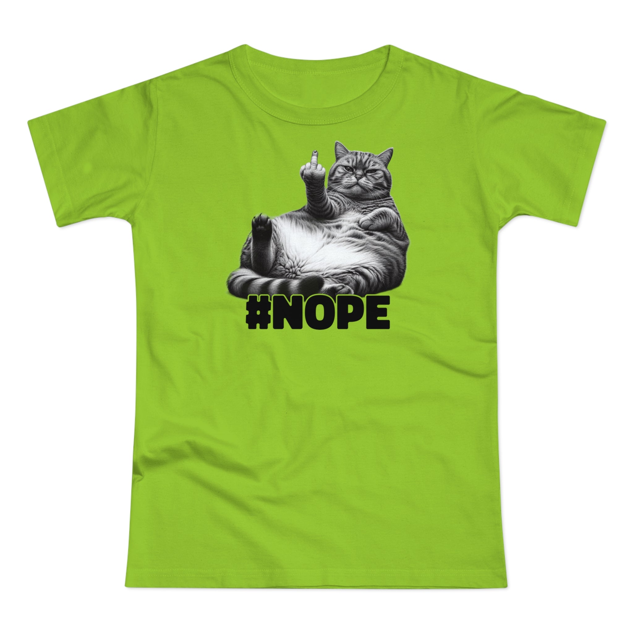 Funny fat lazy cat with middle finger - NOPE no desire - Women's T-Shirt