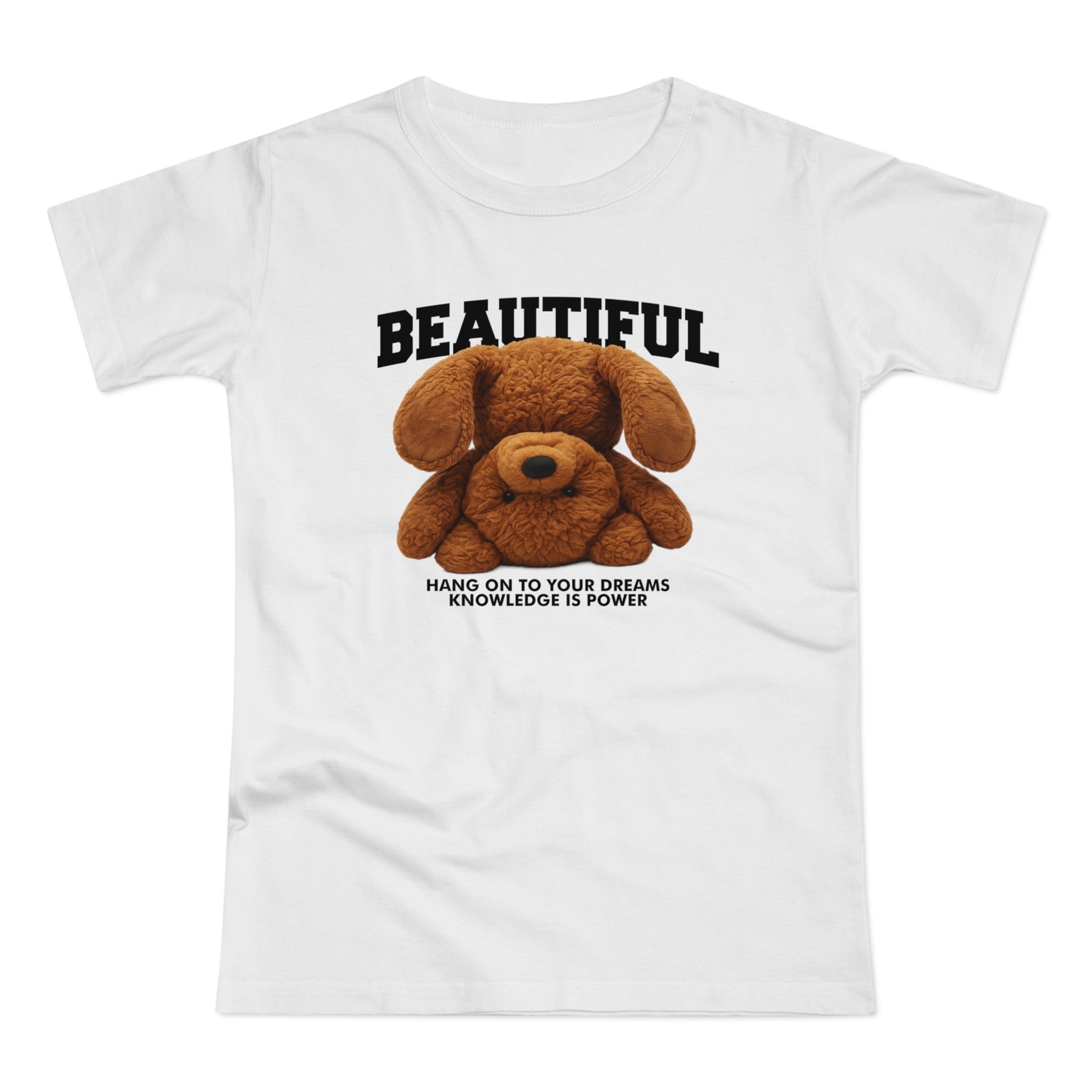 Kopfüber Teddy Bär T-Shirt – Realistisches Plüsch Design - Hang On Your Dreams - Damen Shirt
