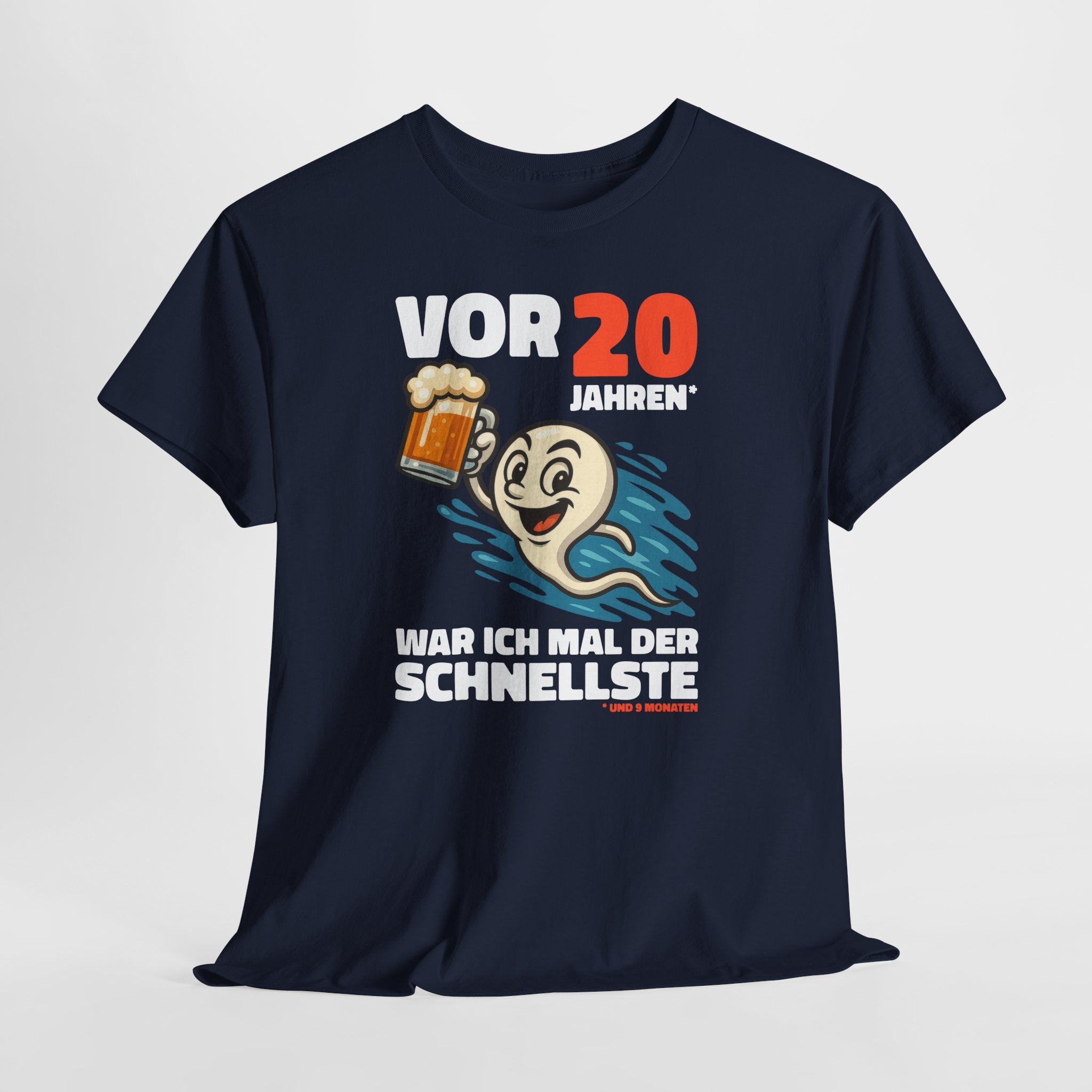 Lustiges 20. Geburtstag Shirt – „Vor 20 Jahren war ich mal der Schnellste“ Fun T-Shirt mit Bier Spermien Motiv – Herren Geburtstag Geschenk