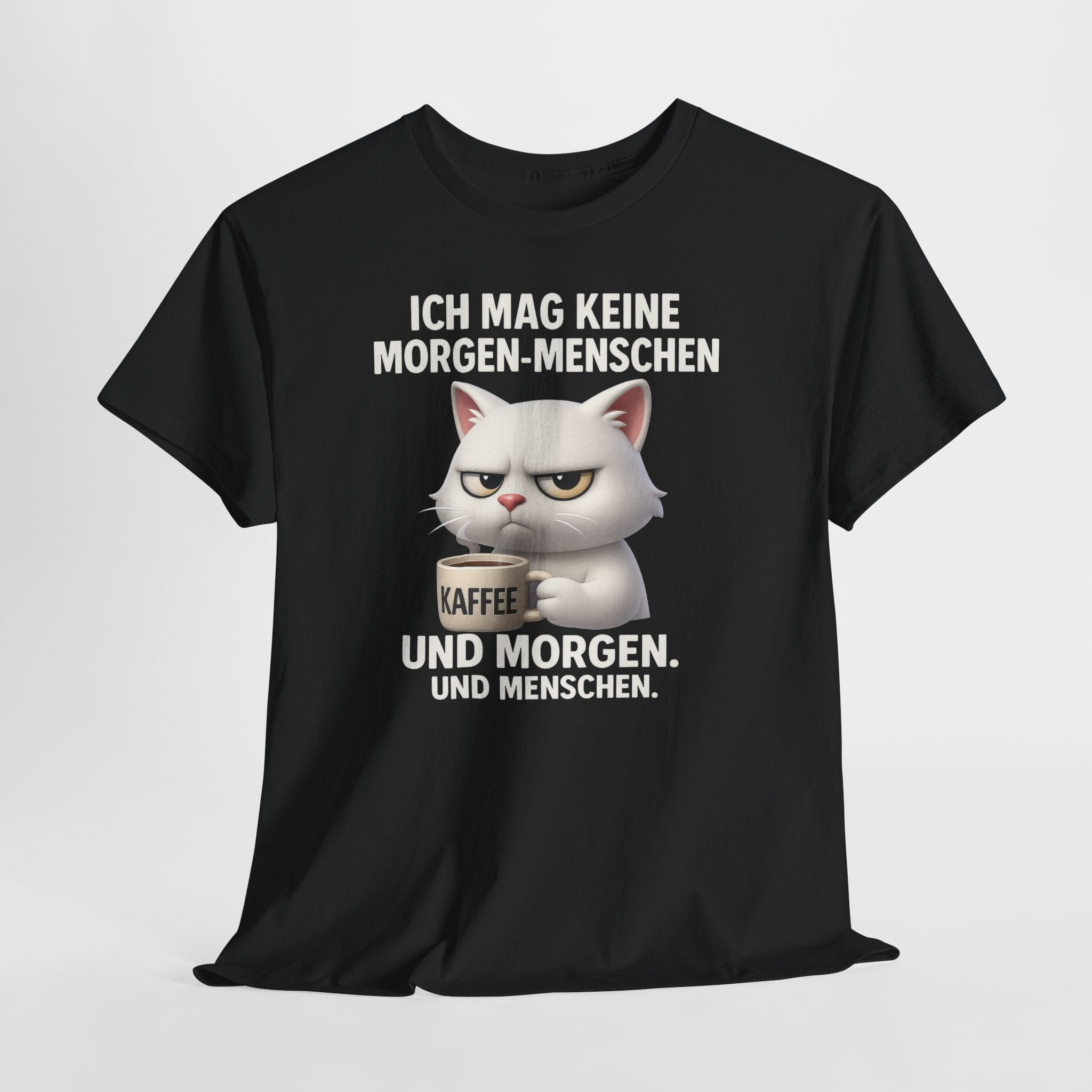 Mürrische Katze Comic Morgenhasser – Lustiges Kaffee Shirt für Morgenmuffel