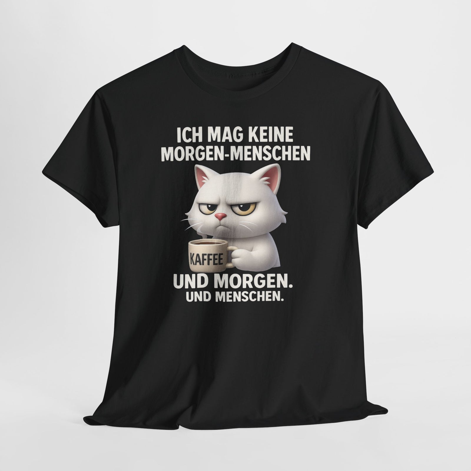 Mürrische Katze Comic Morgenhasser – Lustiges Kaffee Shirt für Morgenmuffel