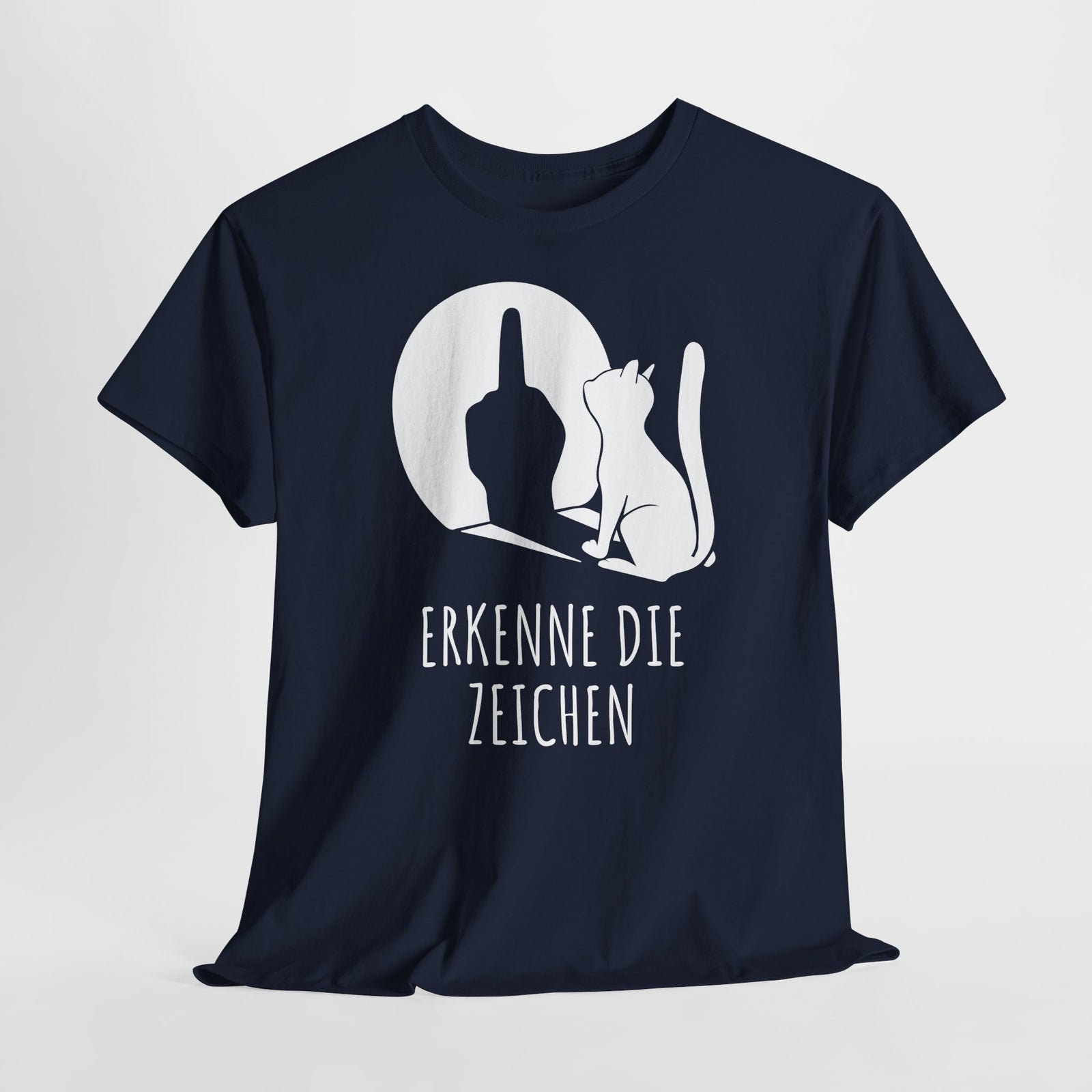Lustige Katze Schatten Schattenspiel Mittelfinger Erkenne die Zeichen T-Shirt