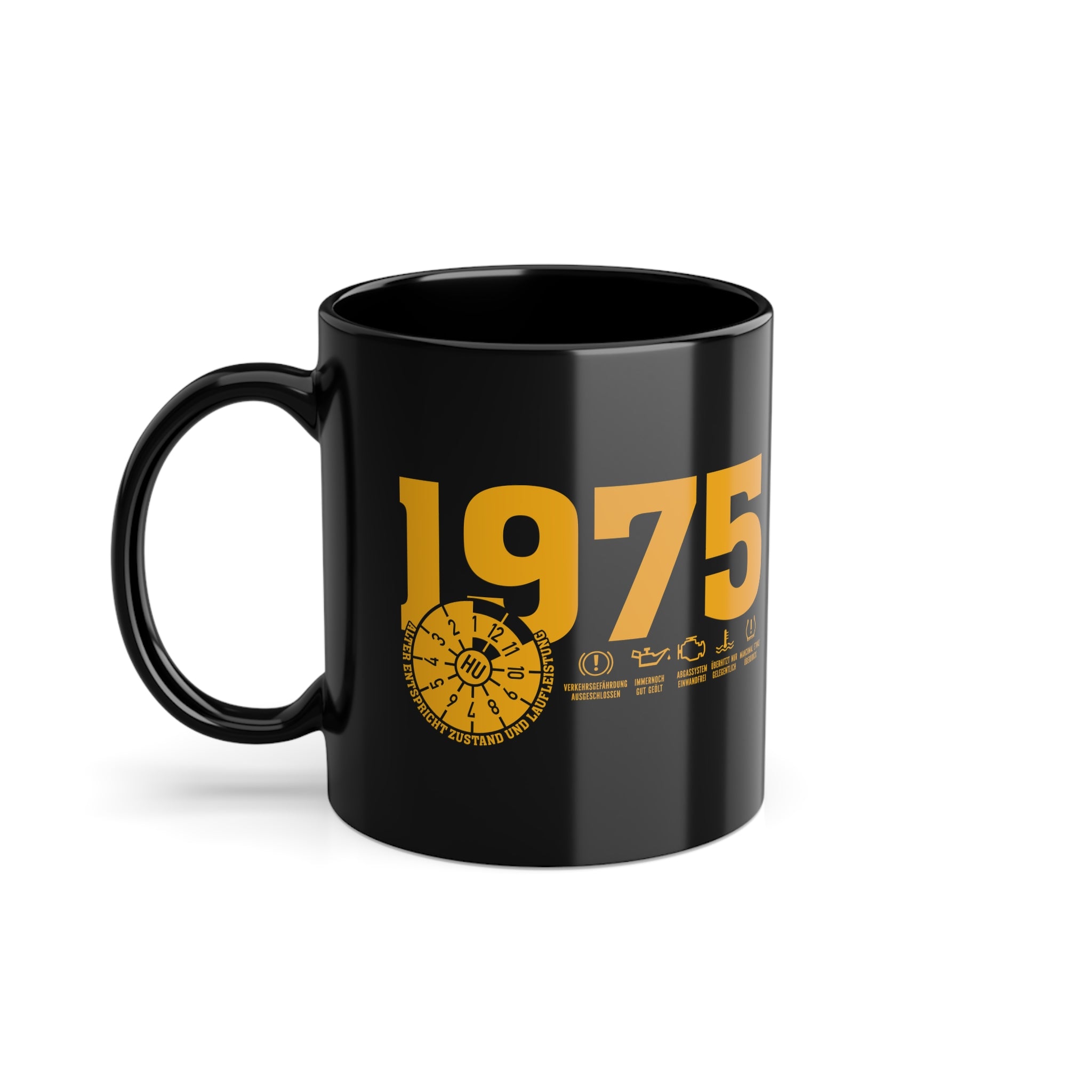 50 Geburtstag Kaffeetasse Jahrgang 1975 – TÜV Stempel - Entspricht Zustand und Laufleistung