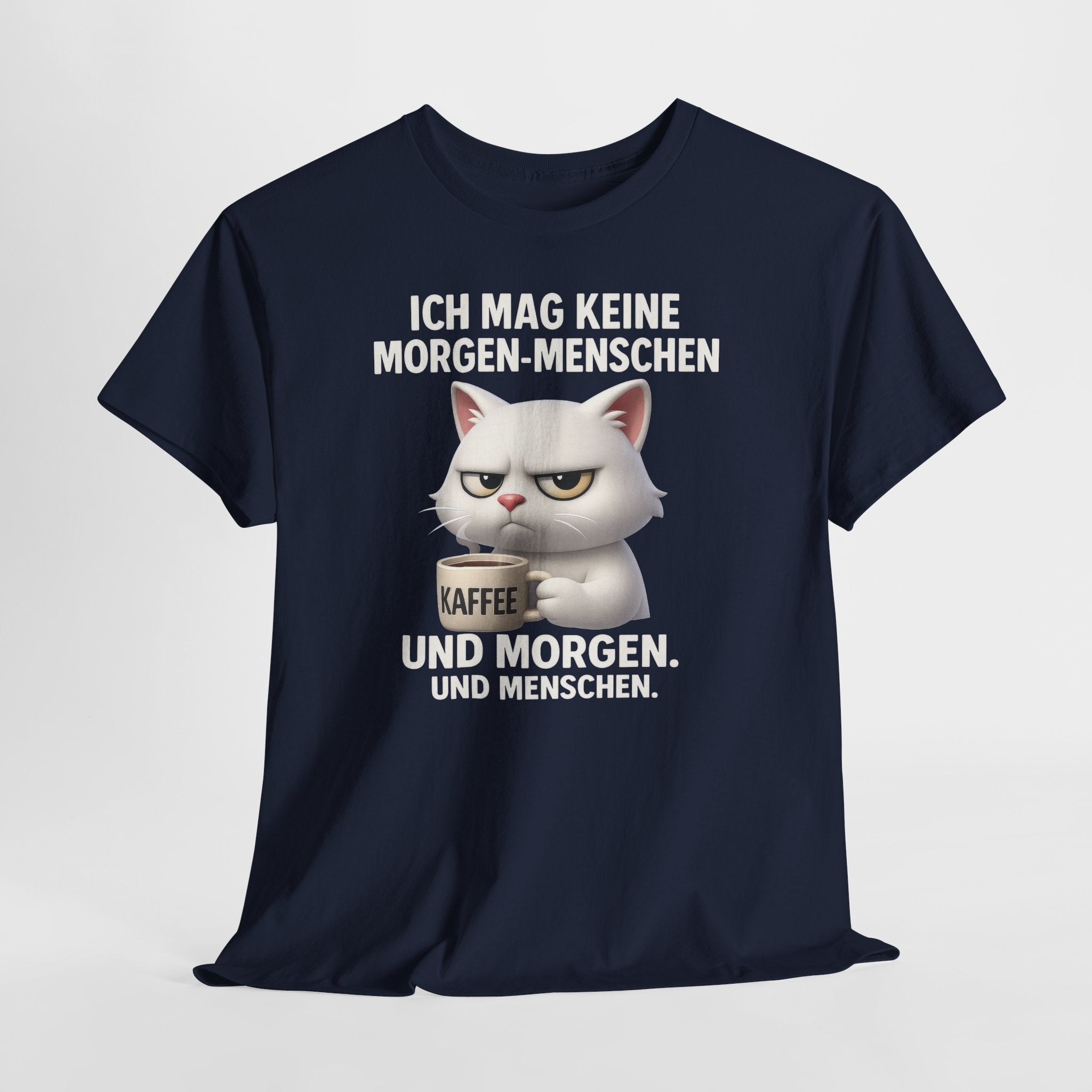 Mürrische Katze Comic Morgenhasser – Lustiges Kaffee Shirt für Morgenmuffel