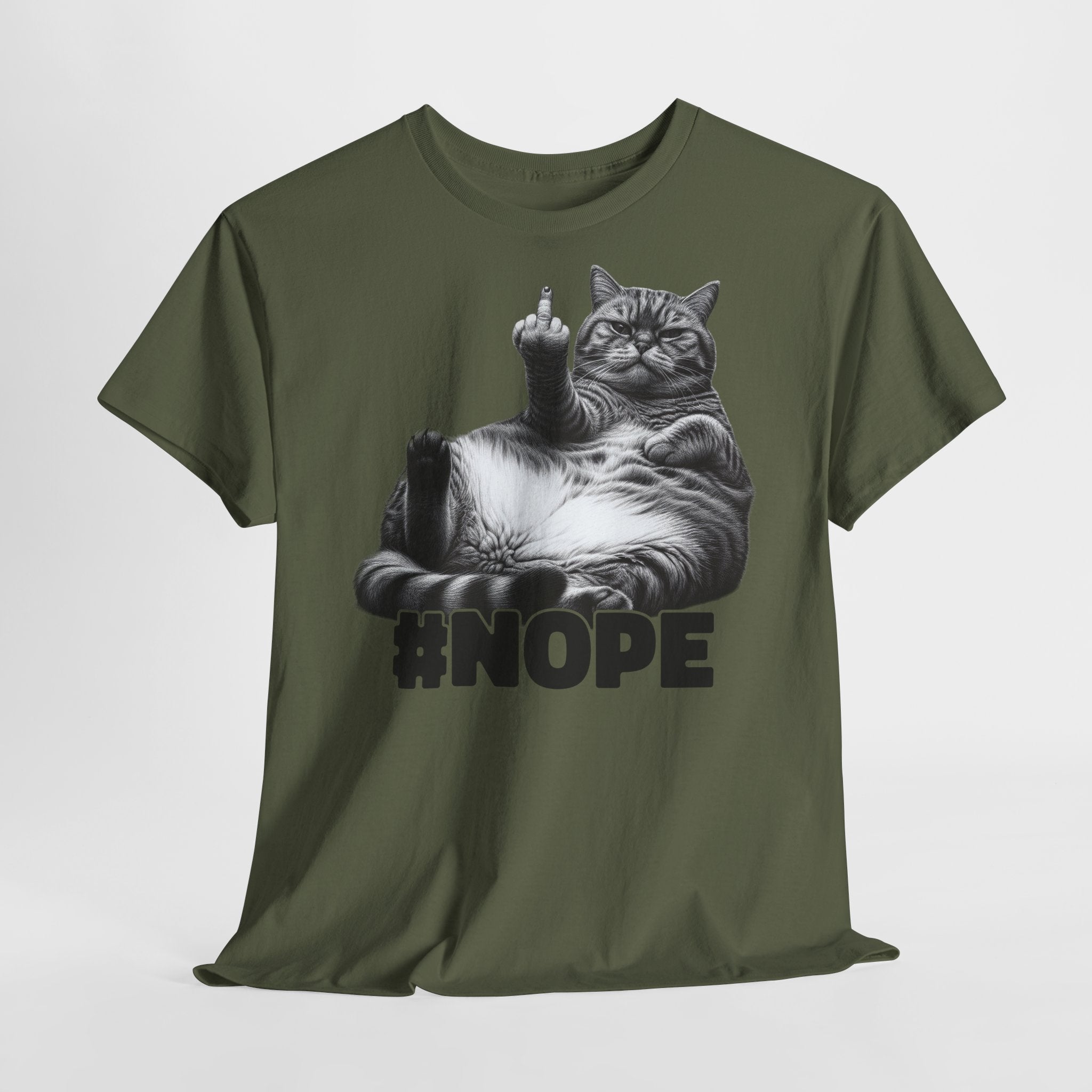 Lustige fette faule Katze mit Mittelfinger - NOPE keine Lust - Lustiges T-Shirt