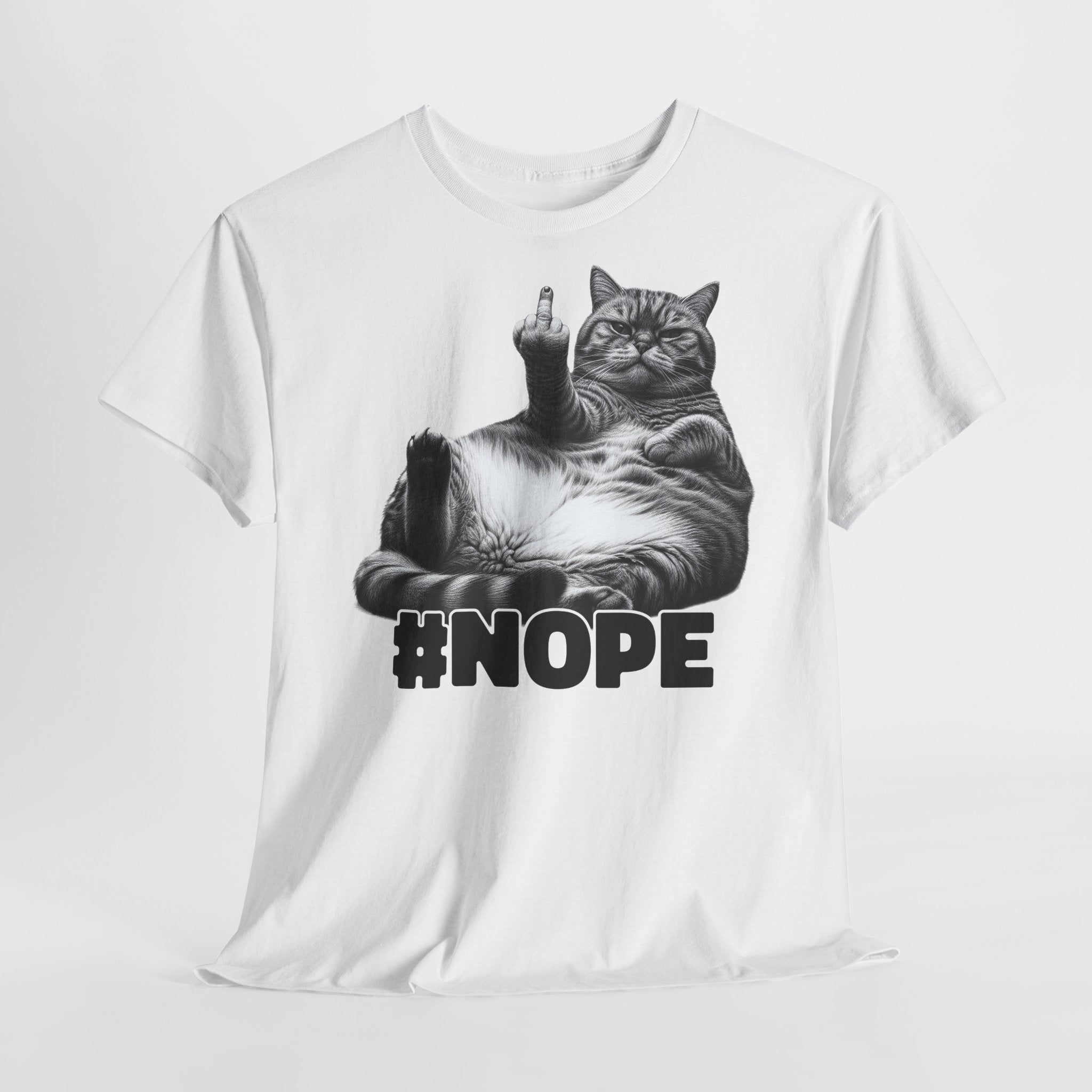 Lustige fette faule Katze mit Mittelfinger - NOPE keine Lust - Lustiges T-Shirt