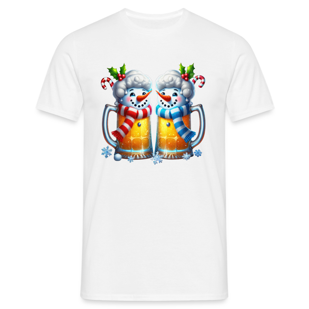 Weihnachten Bier Schneemänner Lustiges Weihnachts T-Shirt - Weiß