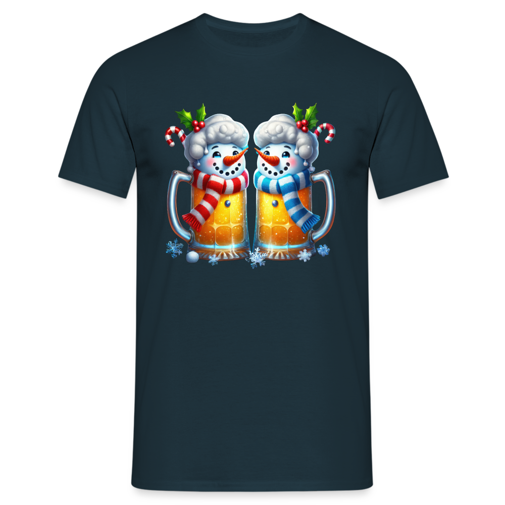 Weihnachten Bier Schneemänner Lustiges Weihnachts T-Shirt - Navy