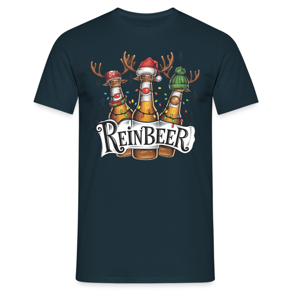 Weihnachten Witziges Rentier Bier Reinbeer Lustiges Weihnachts T-Shirt - Navy