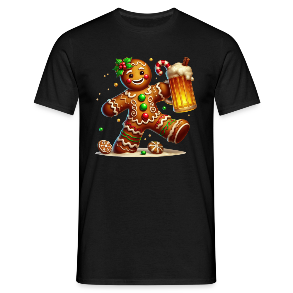 Lebkuchen Gingerbread mit Bier Lustiges Weihnachts T-Shirt - Schwarz