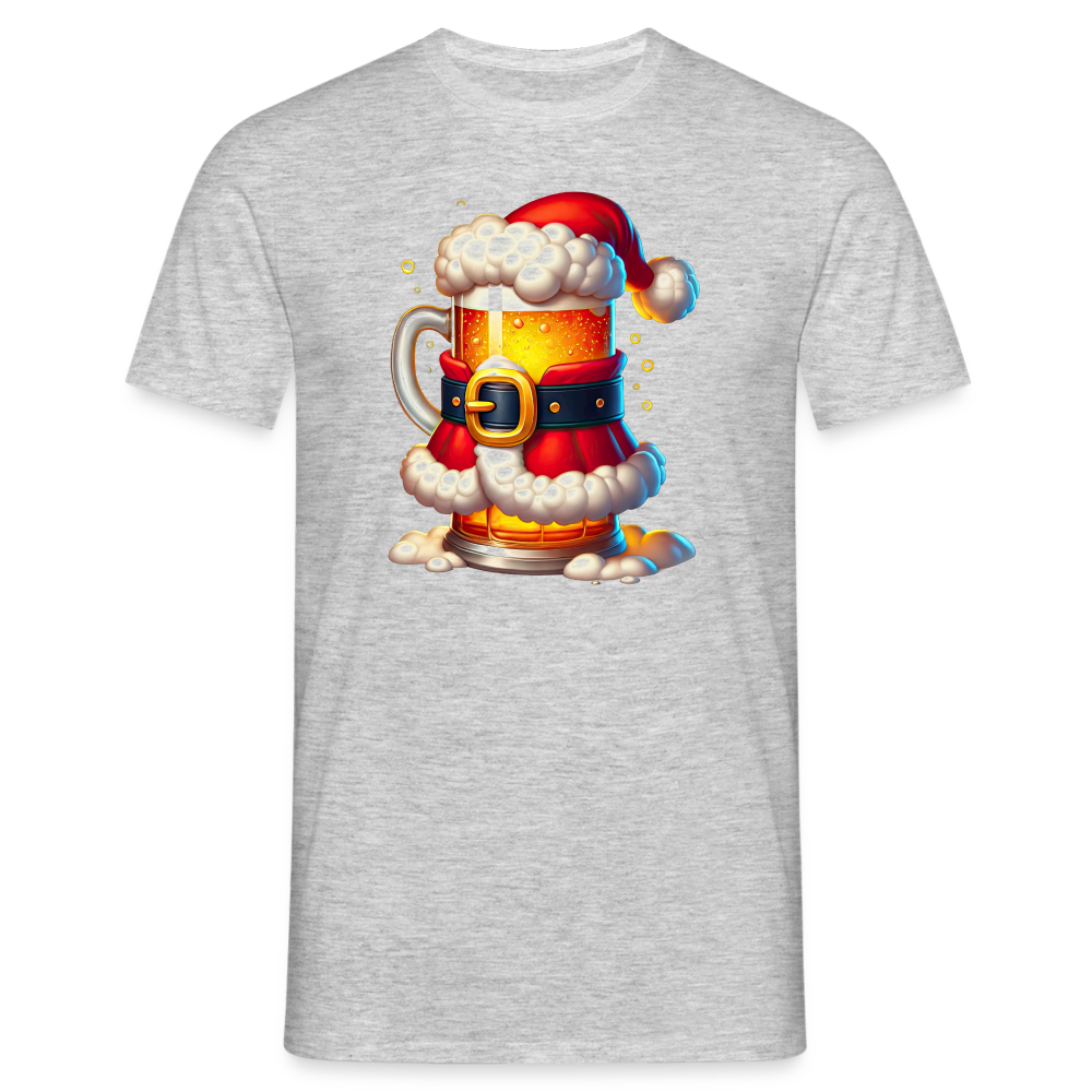 Bier als Weihnachtsmann Santa Lustiges Weihnachts T-Shirt - Grau meliert