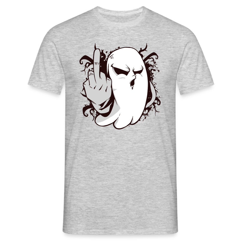 Halloween Geist Mittelfinger - Lustiges Halloween T-Shirt - Grau meliert