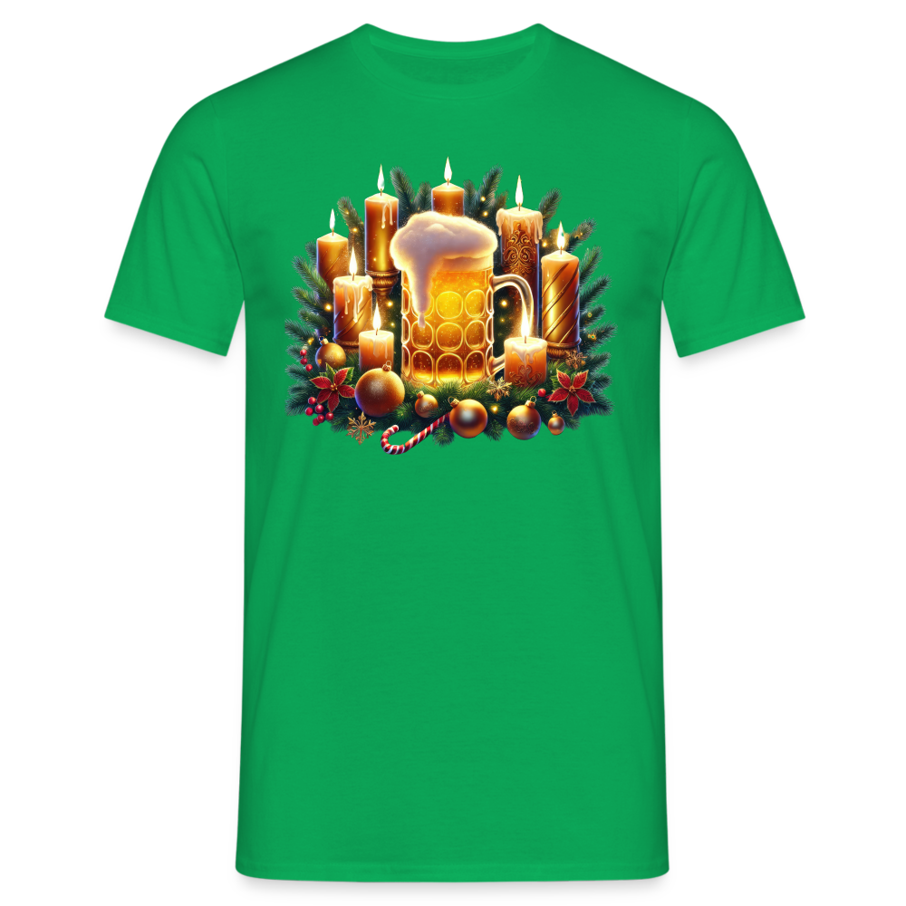 Weihnachten Adventskranz mit Bier Lustiges Weihnachts T-Shirt - Kelly Green