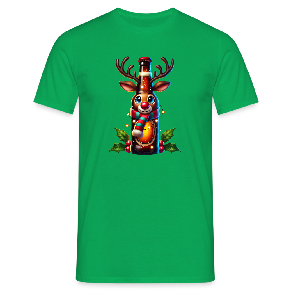 Weihnachten Bierflasche Rentier Bier Lustiges Weihnachts T-Shirt - Kelly Green