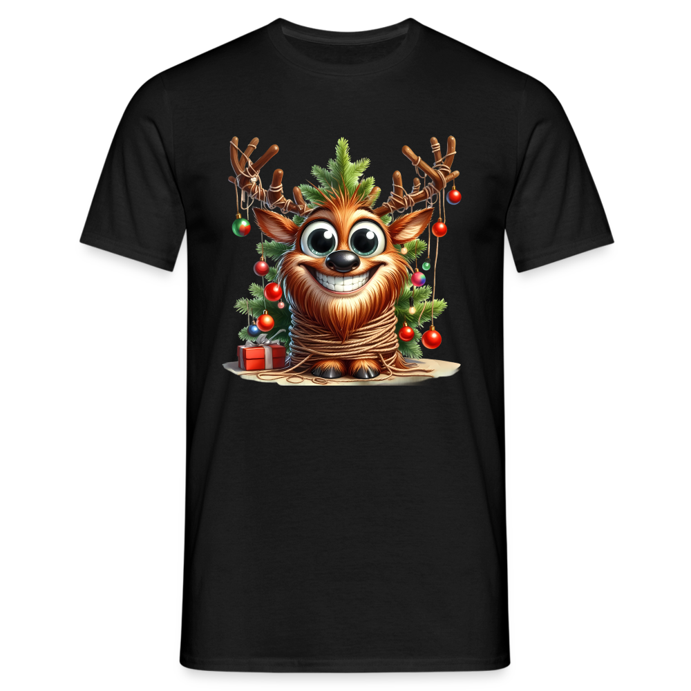 Weihnachten Süßes Rentier mit Weihnachtsbaum Lustiges Weihnachts T-Shirt - Schwarz