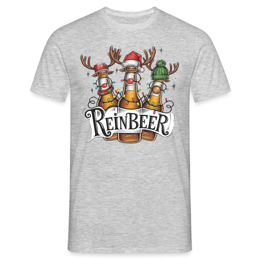 Weihnachten Witziges Rentier Bier Reinbeer Lustiges Weihnachts T-Shirt - Grau meliert