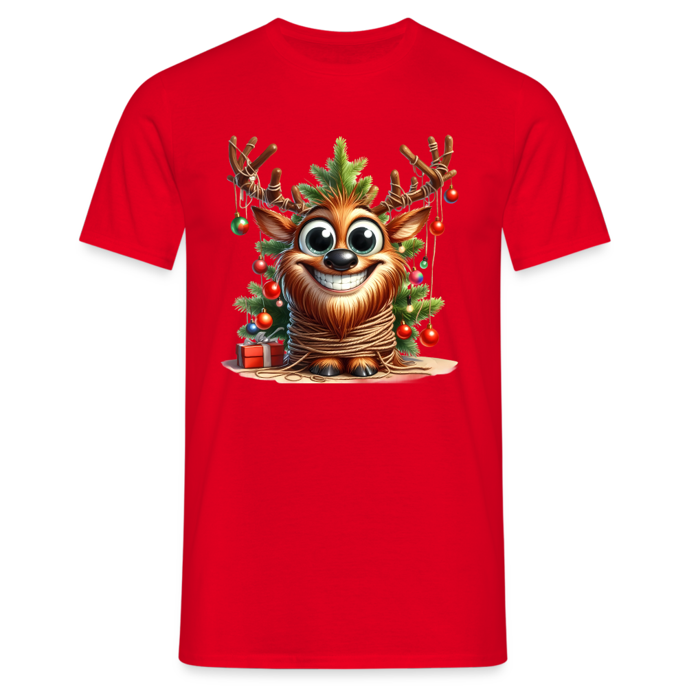 Weihnachten Süßes Rentier mit Weihnachtsbaum Lustiges Weihnachts T-Shirt - Rot