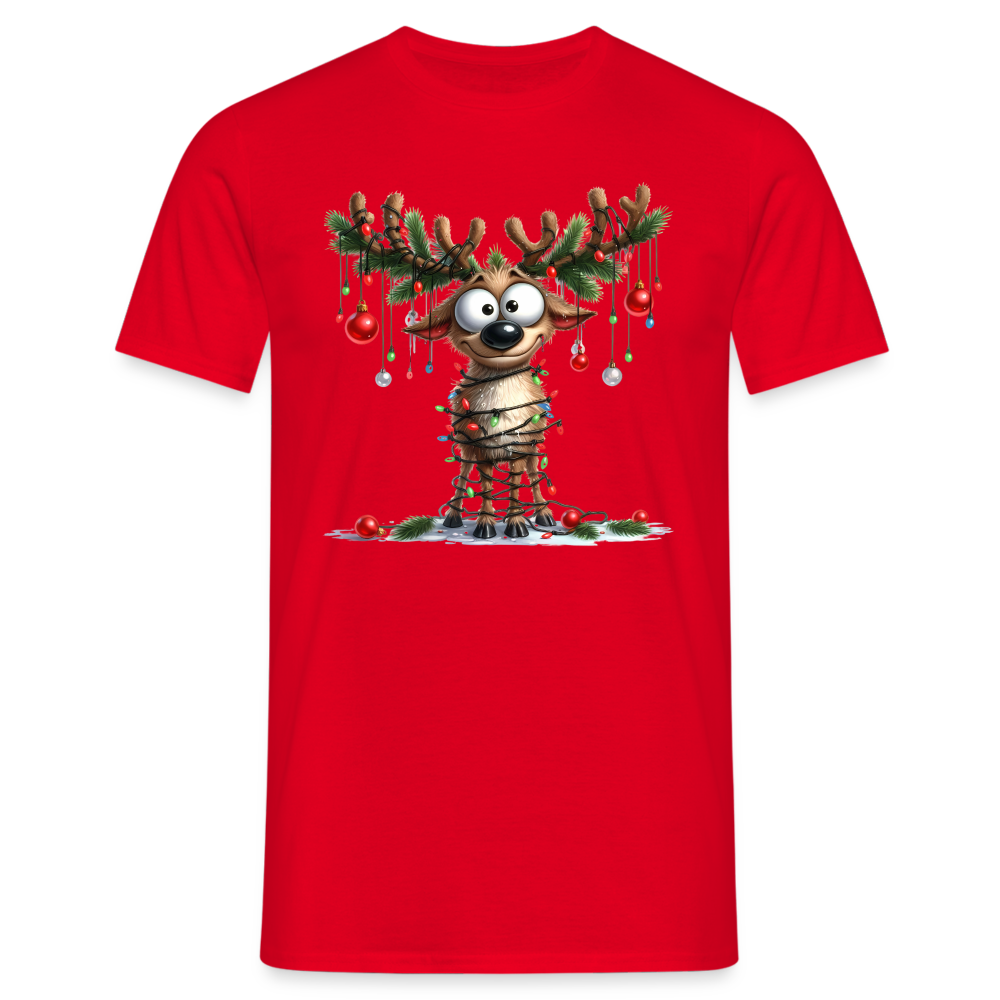 Weihnachten Lustiges Rentier als Weihnachtsbaum Lustiges Weihnachts T-Shirt - Rot