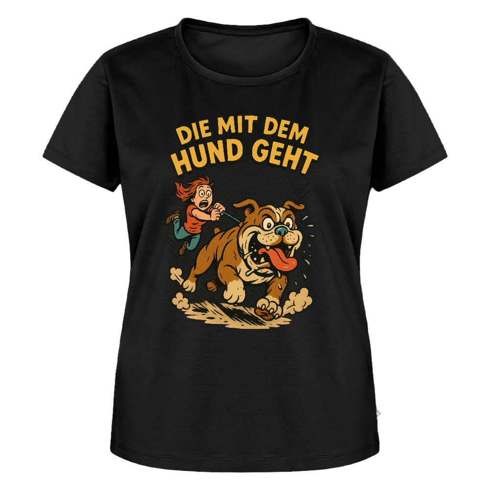 Hundeliebhaber Geschenkidee Die mit dem Hund geht Frauen Premium T-Shirt - Schwarz