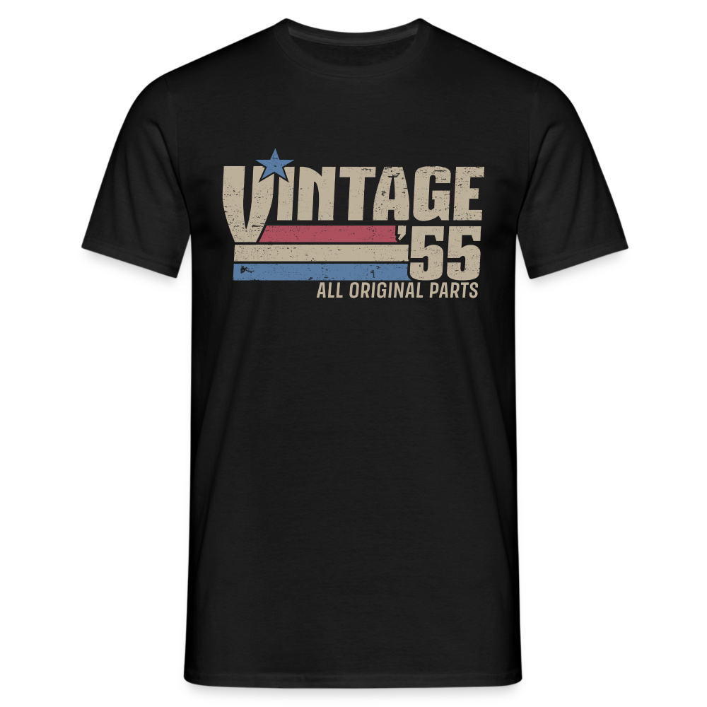 70. Geburtstag Jahrgang 1955 Vintage 55 Original Parts Retro Geschenk T-Shirt - Schwarz