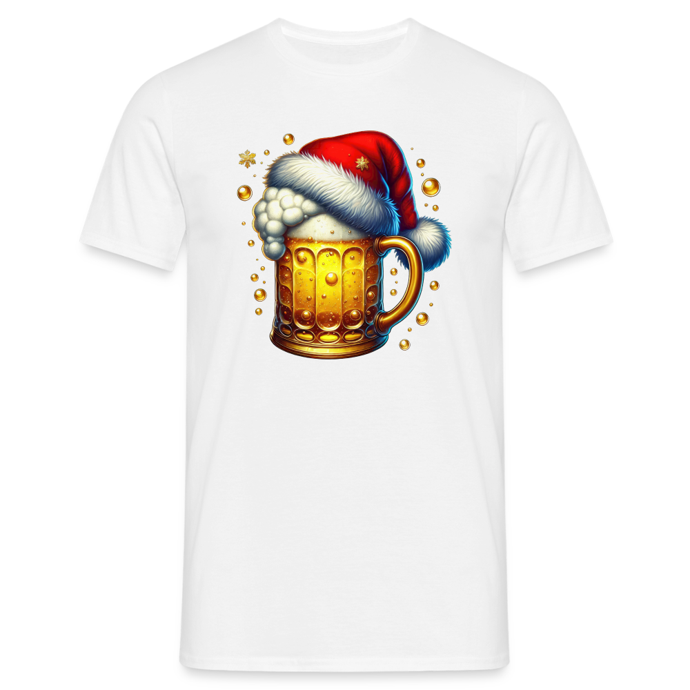 Weihnachten Bier mit Santa Weihnachtsmann Mütze Lustiges Weihnachts T-Shirt - Weiß