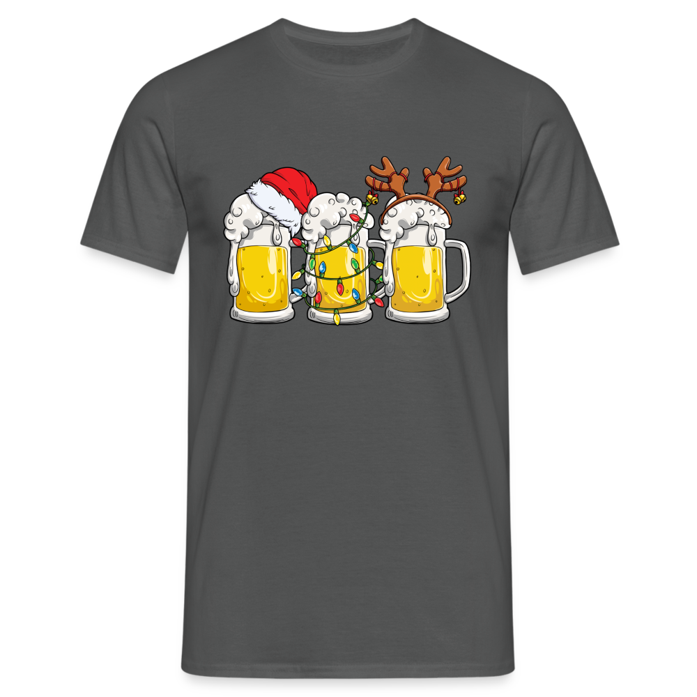 Weihnachten Weihnachtsmann Santa Rentier Bier Lustiges Weihnachts T-Shirt - Anthrazit