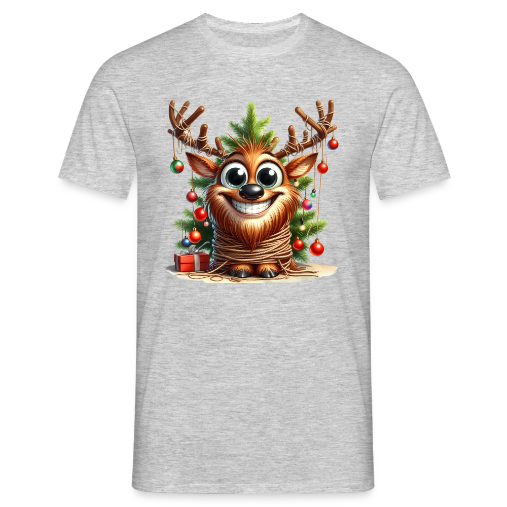 Weihnachten Süßes Rentier mit Weihnachtsbaum Lustiges Weihnachts T-Shirt - Grau meliert