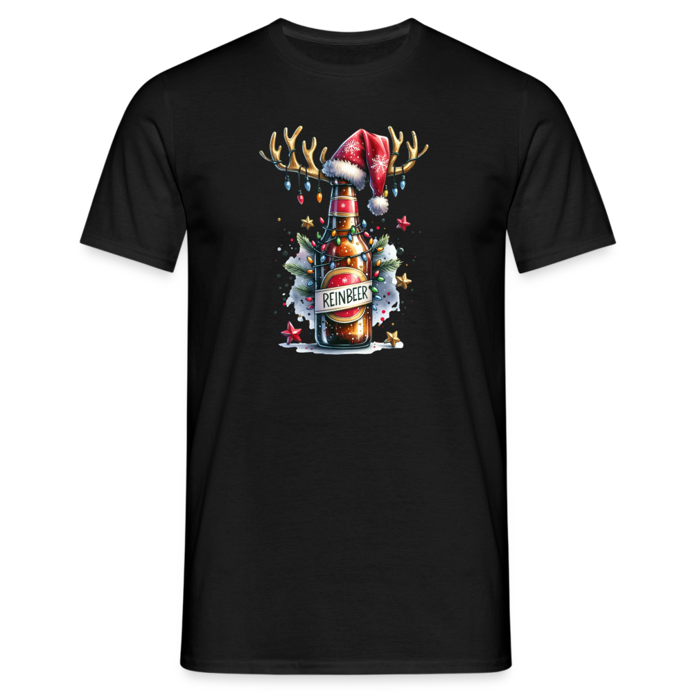 Weihnachten Rentier Bier Reinbeer Lustiges Weihnachts T-Shirt - Schwarz
