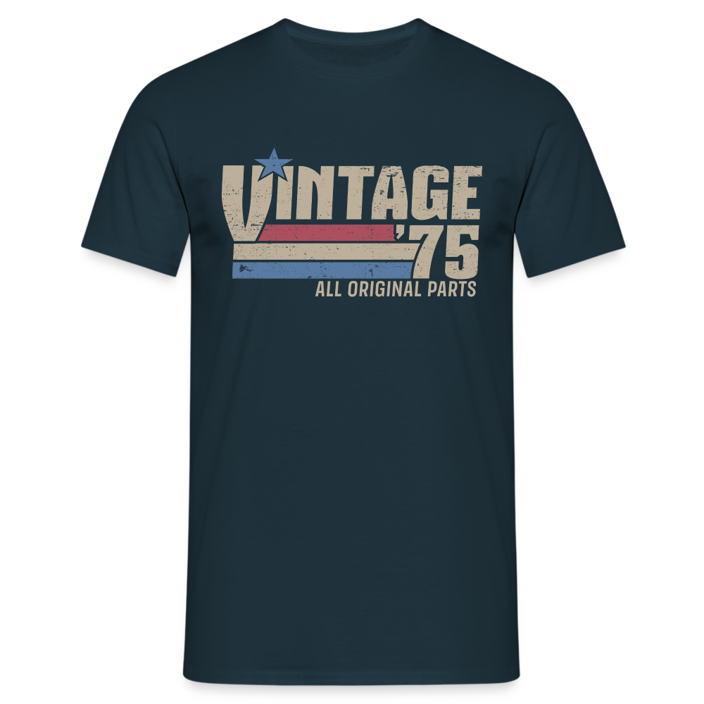 50. Geburtstag Jahrgang 1975 Vintage 75 Original Parts Retro Geschenk T-Shirt - Navy