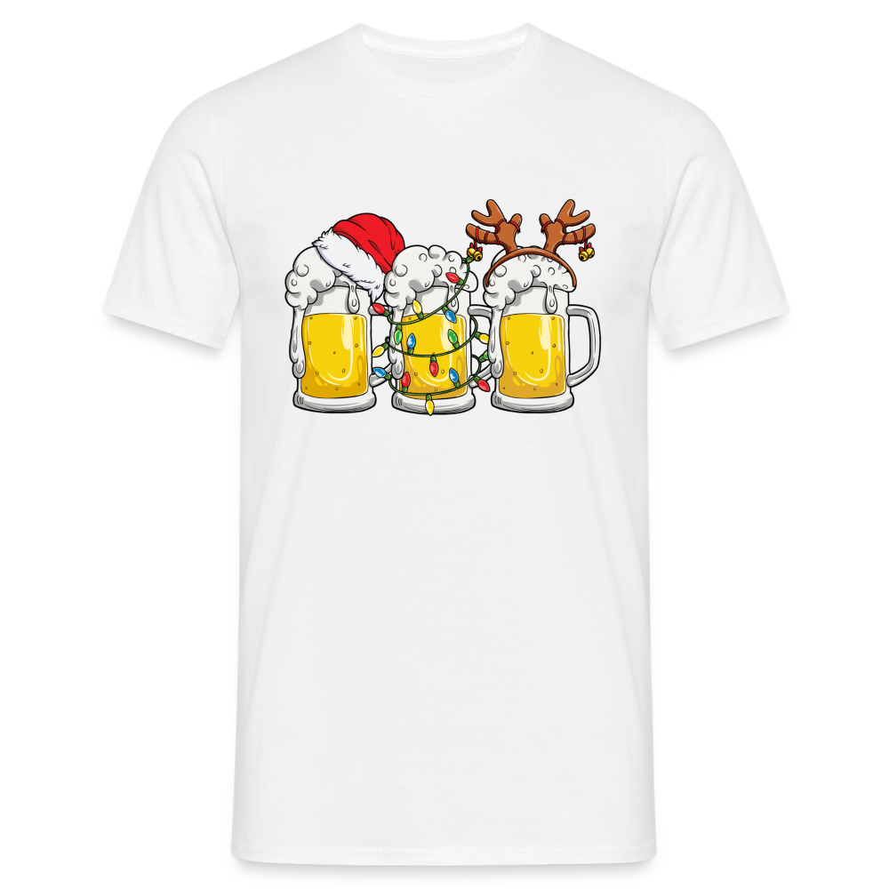 Weihnachten Weihnachtsmann Santa Rentier Bier Lustiges Weihnachts T-Shirt - Weiß