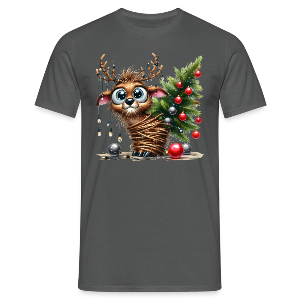 Weihnachten Süßes Rentier mit Weihnachtsbaum Lustiges Weihnachts T-Shirt - Anthrazit