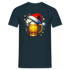 Weihnachten Bier mit Santa Weihnachtsmann Mütze Lustiges Weihnachts T-Shirt - Navy