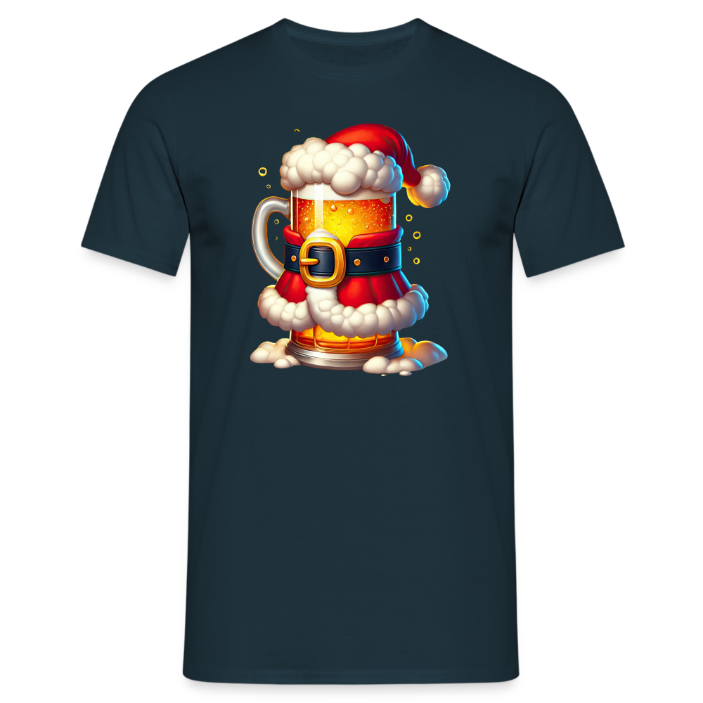 Bier als Weihnachtsmann Santa Lustiges Weihnachts T-Shirt - Navy