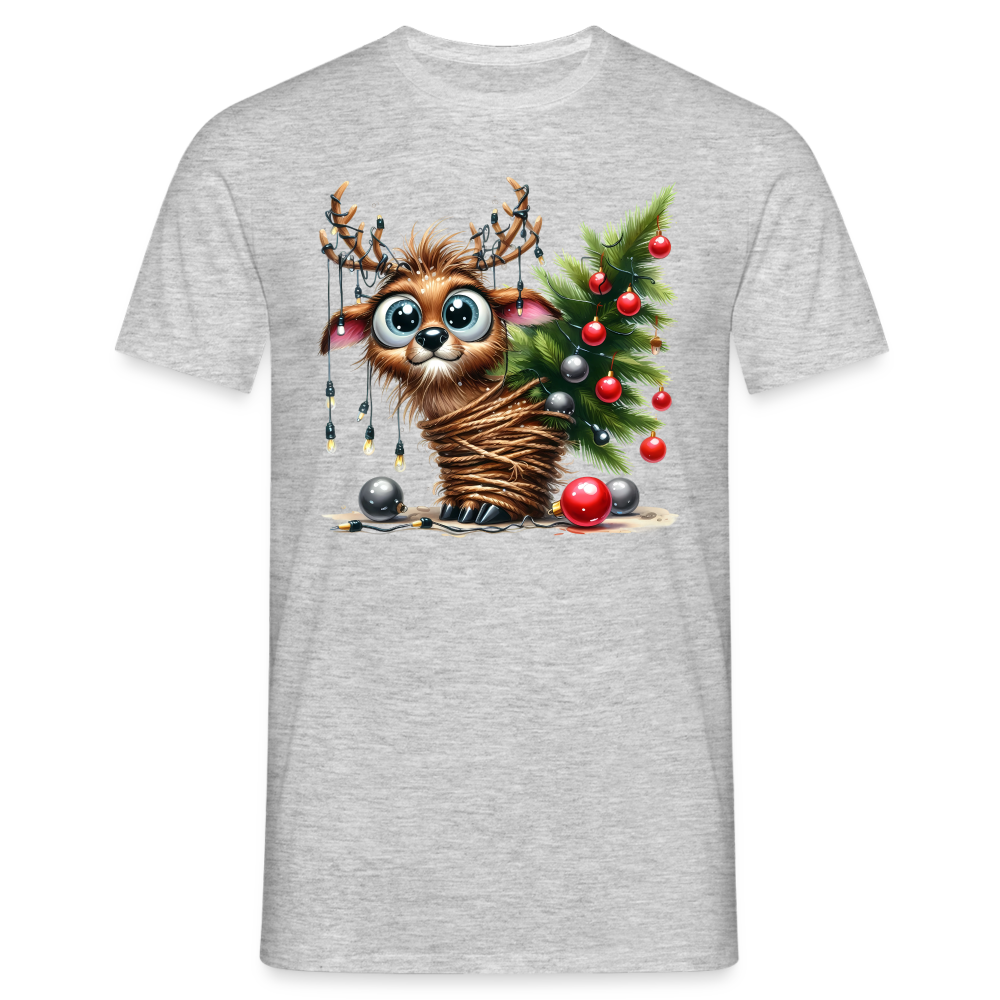 Weihnachten Süßes Rentier mit Weihnachtsbaum Lustiges Weihnachts T-Shirt - Grau meliert