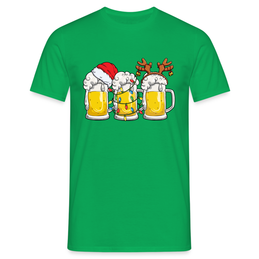 Weihnachten Weihnachtsmann Santa Rentier Bier Lustiges Weihnachts T-Shirt - Kelly Green