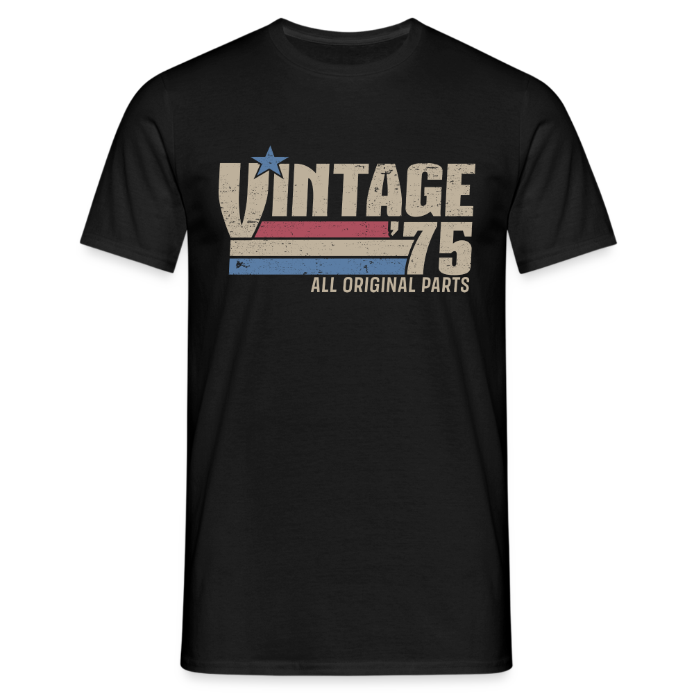 50. Geburtstag Jahrgang 1975 Vintage 75 Original Parts Retro Geschenk T-Shirt - Schwarz