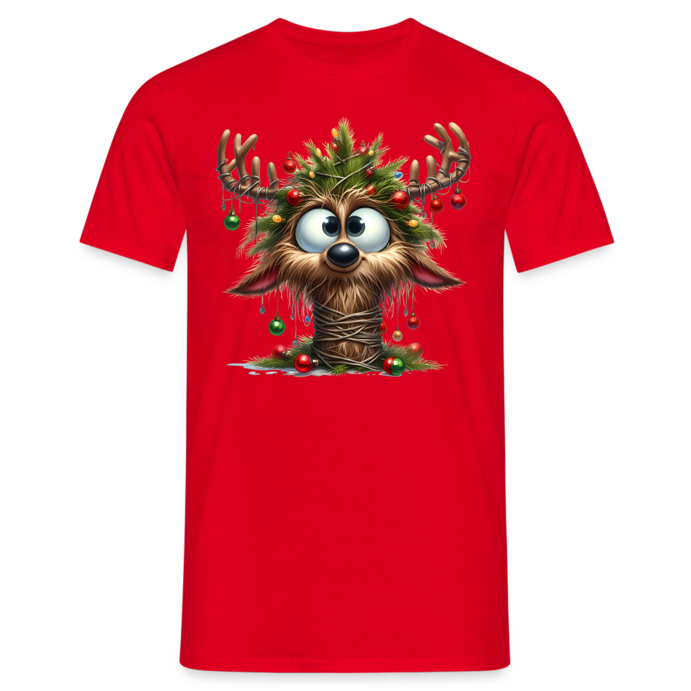 Weihnachten Witziges Rentier mit Weihnachtsbaum Lustiges Weihnachts T-Shirt - Rot