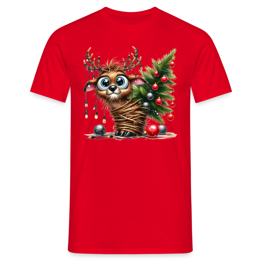 Weihnachten Süßes Rentier mit Weihnachtsbaum Lustiges Weihnachts T-Shirt - Rot