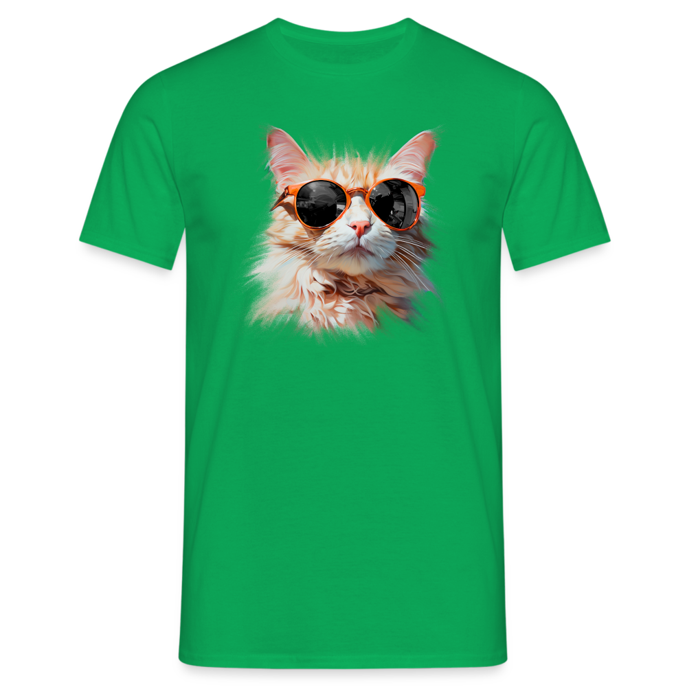 Lustige Katze mit Sonnenbrille - Lustiges Katzen T-Shirt - Kelly Green