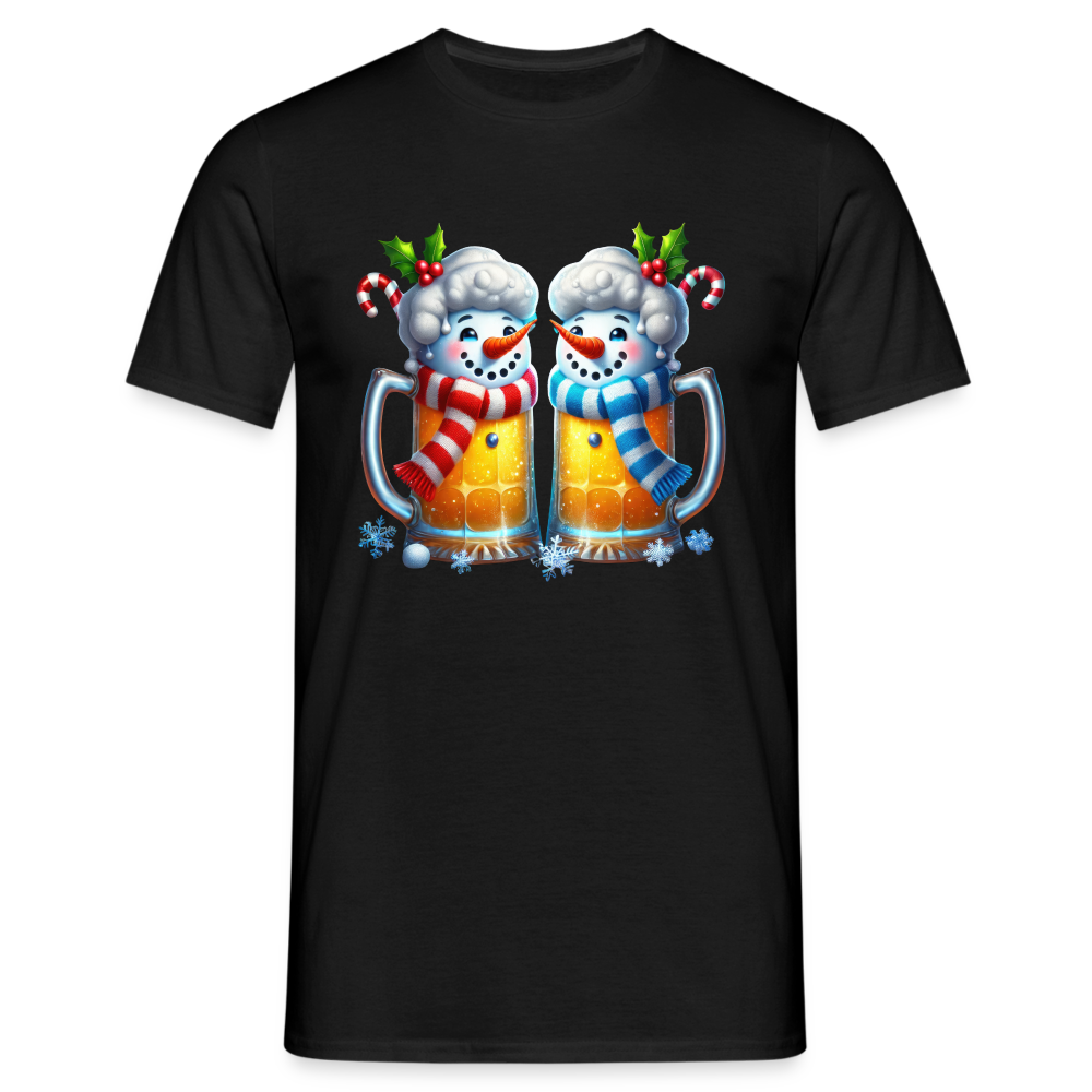 Weihnachten Bier Schneemänner Lustiges Weihnachts T-Shirt - Schwarz