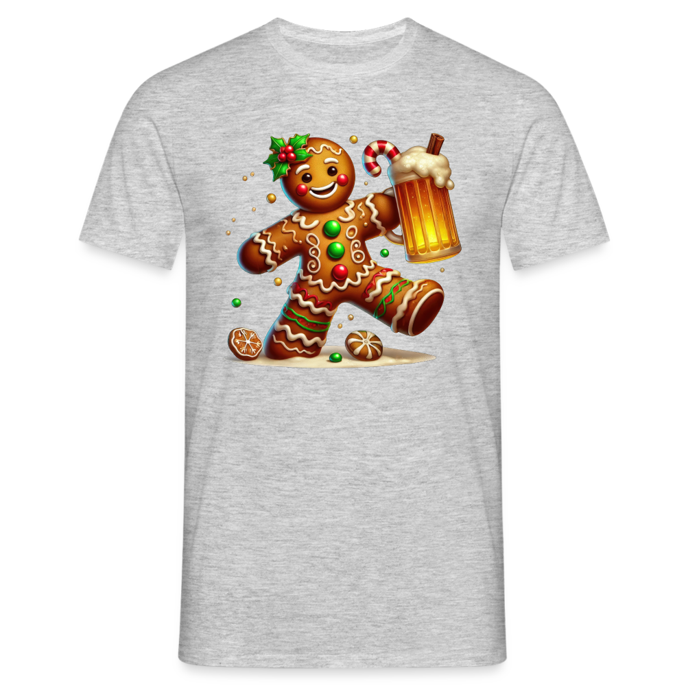 Lebkuchen Gingerbread mit Bier Lustiges Weihnachts T-Shirt - Grau meliert